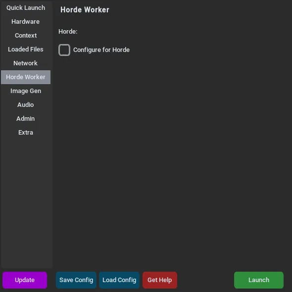 The Horde Worker tab of the KoboldCpp launcher